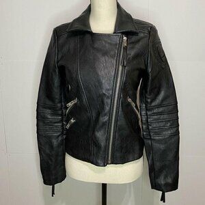 d.brand Sz Small Faux Leather Jacket Multi Zipper Pink Lined